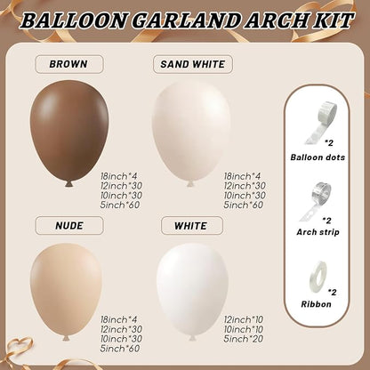 412Pcs Netural Balloon Garland Arch Kit, 5 10 12 18inch Brown Balloon Garland - Image 2