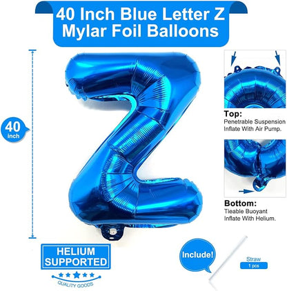 Lovoir 40 Inch Large Blue Letter Z Balloons Big Size Jumbo Mylar Foil Helium - Image 2