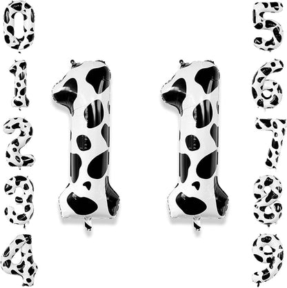 40 Inch Cow Print Number 11 Balloon, Giant Black and White Foil Number Balloons by Unknown