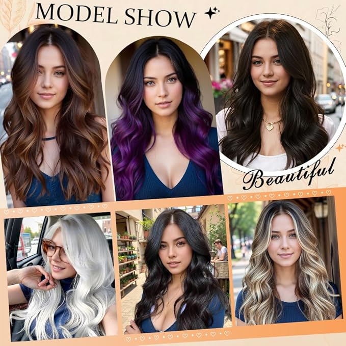 Ombre Brown Wig for Women, 18 Inch Middle Part Wavy Curly Wigs Synthetic Heat Resistant Soft deep wave Wig for Women Daily Use (Ombre Brown, 18 Inch)