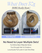 Full Shine Real Hair Clip in Extensions 20 Inch 150 G Balayage Golden Brown To Golden Blonde Clip on Hair Extensions Human Hair 7 Pcs