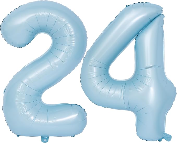 40 In Matte Blue Number Balloons Helium Foil Mylar Balloon Party Digital 24 | by Exquisitehighqualitypartydecorationstomeetyoureveryneed%EF%BC%81