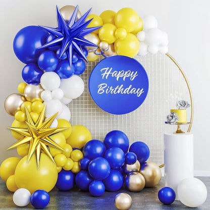 Blue Yellow Balloon Arch Kit, Royal Blue and Yellow White Balloons Garland Kit - Image 6