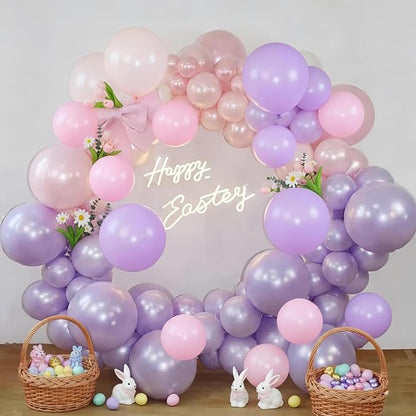 Pastel Pink and Purple Balloons, Princess Pearl Light Pink Purple Orange Latex - Image 4