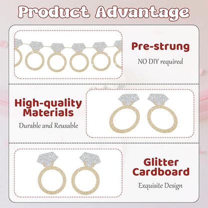 Ring Banner Bachelorette Party Decorations, Bridal Shower Decor | Pre-Strung - Image 3