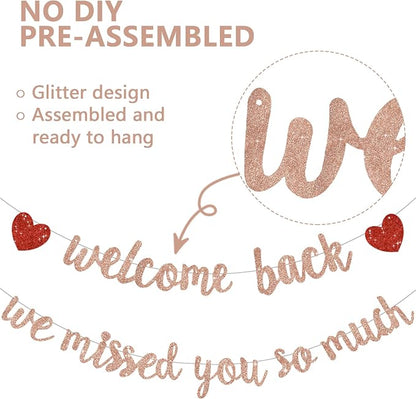 Glitter Rose Gold Welcome Back We Missed You So Much Banner NO DIY | Pre-Strung - Image 2