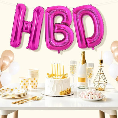 Hot Pink HBD Balloons, HBD Foil Balloon - Image 7