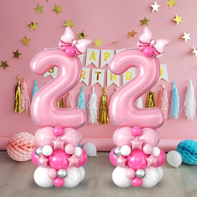 40 Inch Pink Number 2 Balloon for 2nd Birthday Decoration Pastel Baby Pink - Image 4