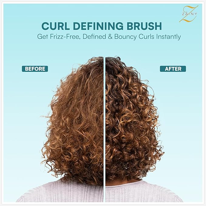 ZAINY Curl Defining Curly Hair Brush 2 PC Set, Wide Tooth Comb for Curls, Detangler Wet Hairbrush & Shower Comb for Wavy Hair Styling, Detangling Gift Sets for Women, Girls, Kids, Toddler, Men - Green