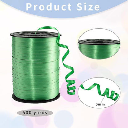 500 Yard Green Ribbon, 1/5" Curling - Image 2