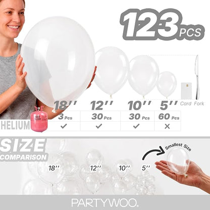 PartyWoo Clear Balloons 123pcs Different Sizes of 18 12 10 5 Inch | Balloons - Image 6