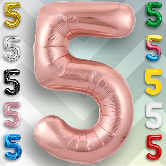 Rose Gold Number Balloon 5 Mylar Foil Macaron Balloons 16 inch - Image 6
