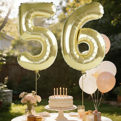 40 Inch Number 56 Balloons for 56th Birthday Party Decorations, 0-100 Champagne - Image 3