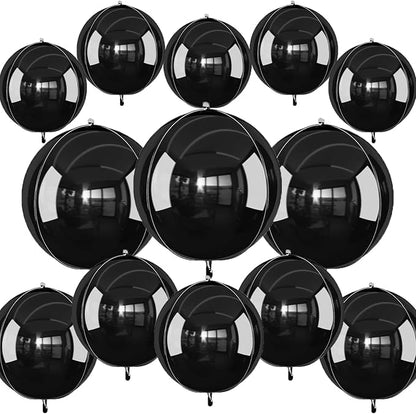 13pcs Black 4D Balloons 22" 18" 10" 4D Dark Ball Balloon Black Metallic Foil by Unknown