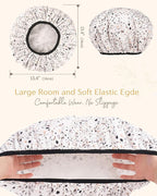 Yanibest Shower Cap Reusable Waterproof - Double Layer Shower Caps for Women, Washable Shower Bonnet with Soft Non-Slip Elastic Band, Bath Hair Hat for Most Hair Types