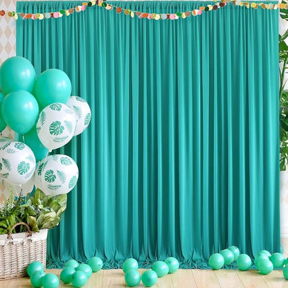 20ft x 10ft Wrinkle Free Turquoise Backdrop Curtains - Image 4