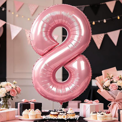 RainbowQ Pink 8 Balloon Number 40 Inch 0-40 Foil Large Balloons | Big Mylar 8 - Image 3