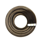 YoungSee Human Hair Tape in Extensions Dark Brown Tape in Hair Extensions Human Hair Balayage Tapes ins Human Hair Extension Dark Brown Ombre Ash Blonde Tape-in Hair Silky Straight 20 Inch 20pcs 50g