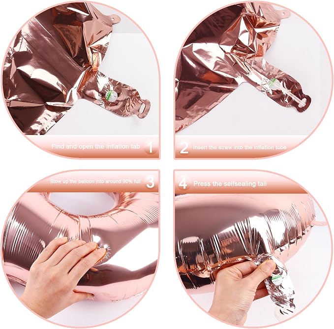 Rose Gold Number 3 Balloon 40 inch, Balloon numbers party supplies, deco photo - Image 3