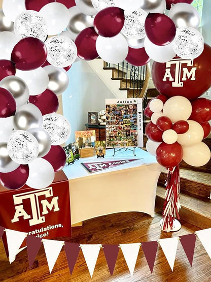 Maroon Graduation Decorations/Maroon White Graduation Party Decorations - Image 5