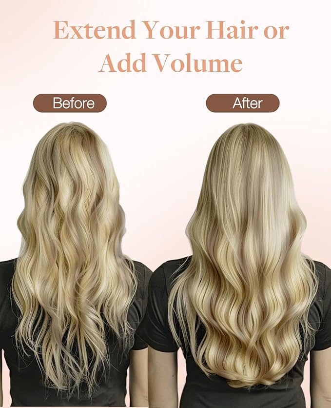 GOO GOO Invisi Edge Tape in Hair Extensions Human Hair, 18A/613A Dark Blonde Highlighted Bleach Blonde 10pcs injected with 10pcs classical tape ins, 12inch 40g, Virgin Remy Hair, Natural Look