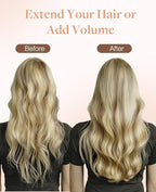 GOO GOO Invisi Edge Tape in Hair Extensions Human Hair, 18A/613A Dark Blonde Highlighted Bleach Blonde 10pcs injected with 10pcs classical tape ins, 22inch 50g, Virgin Remy Hair, Natural Look