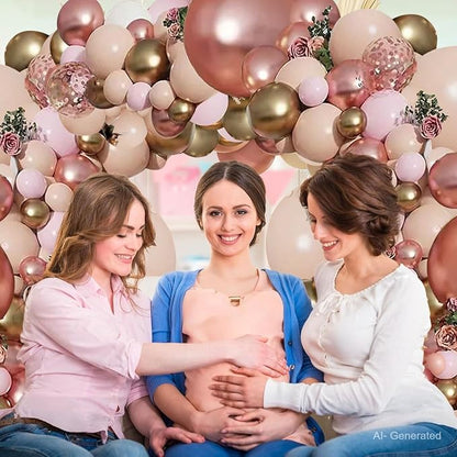 Rose Gold Pink Balloon Garland Kit, Nude White Gold Confetti | Pastel Pink Gold - Image 7