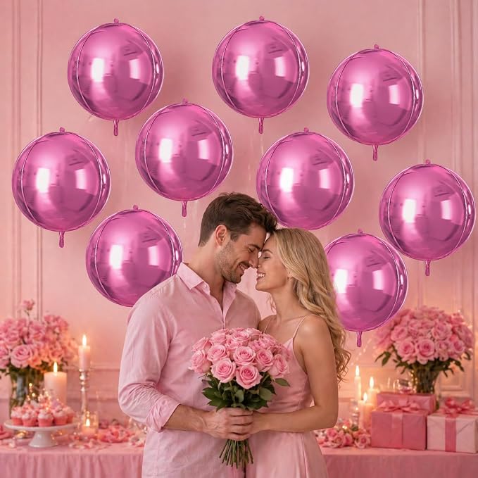 Pink Round Foil Balloons 9 pcs - Image 4