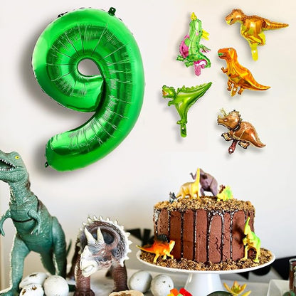 LilyZheng Large Dinosaur Balloon Number 9, 40 Inch Dark Green Foil Balloon - Image 5