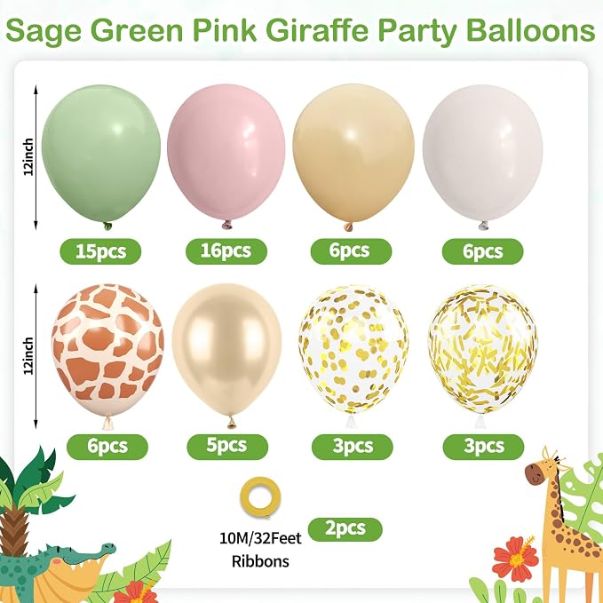 Sage Green and Pink Balloons, 12 Inch Dusty Pink Champagne Gold Apricot Balloon - Image 2