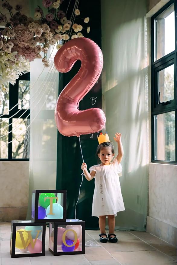 Two Balloon Boxes for Party Decorations 3 Pcs Second Birthday Balloon - Image 3