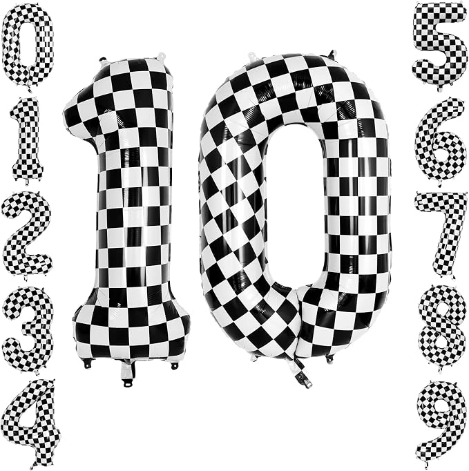 40" Checkered Number 10 Balloon by TNCDJKPA