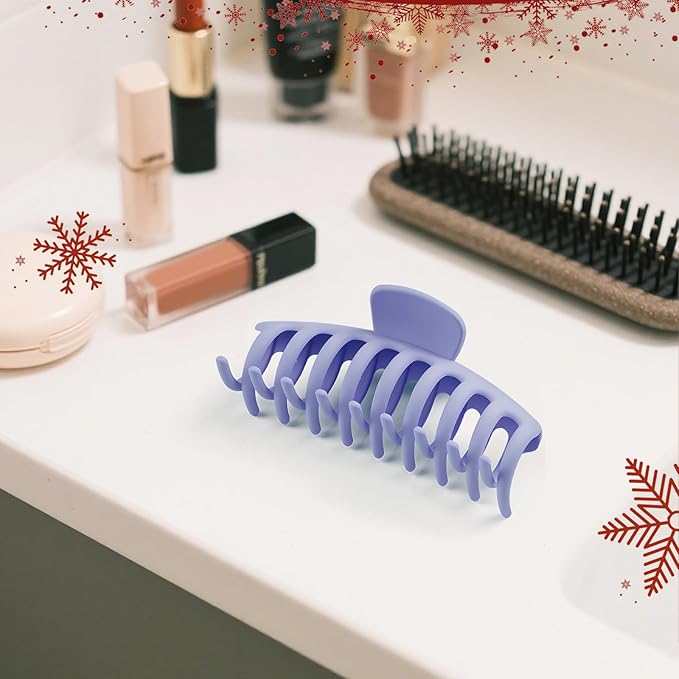 TOCESS Hair Claw Clips for Women - 8PK Large Neutral Matte Jumbo Hair Clips for Thick, Thin, Long, Short, Curly Hair Girls, Big Jaw Clip Set for Daily Use (Lavender Purple)