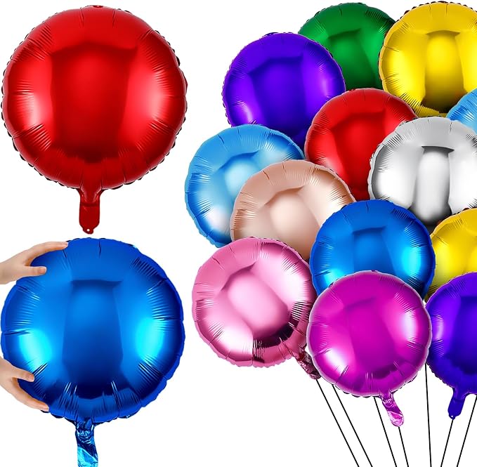 Deekin 100 Pcs 18 Inch Round Foil Balloons Aluminum Foil Helium Balloons Bulk by DEEKIN