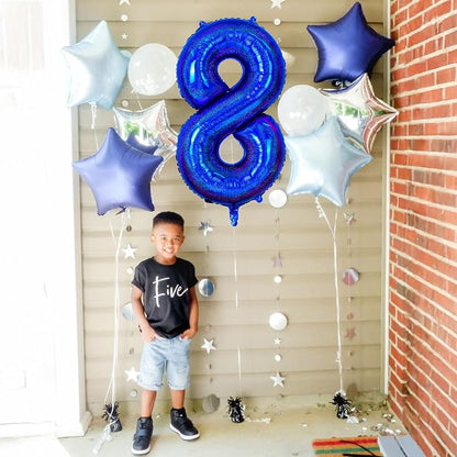 Navy Blue Number 8 Balloon, 40 Inch 8 Balloon Number Large Laser Navy Blue Foil - Image 7