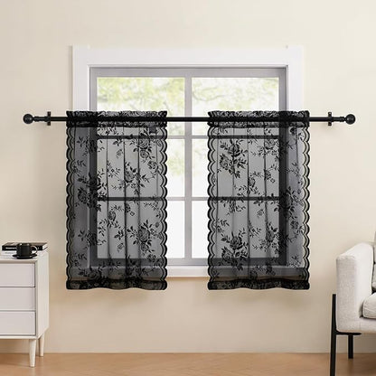 Black Lace Cafe Curtains by SEEKRIGHTHomeDecor