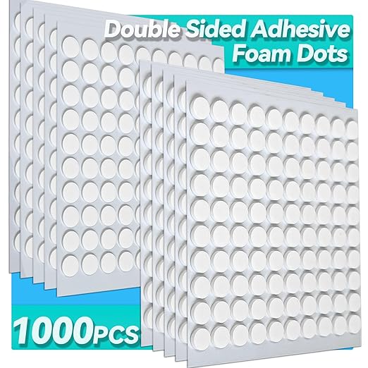 Tikfoam 1000Pcs Double Sided Adhesive Foam Dots, 2mm and 1mm Thick Tape by Tikfoam