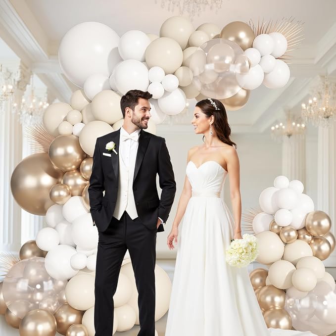 Ouddy Party 149Pcs White Sand Gold Balloon Arch Garland Kit 18 12 10 5 Inch | - Image 6