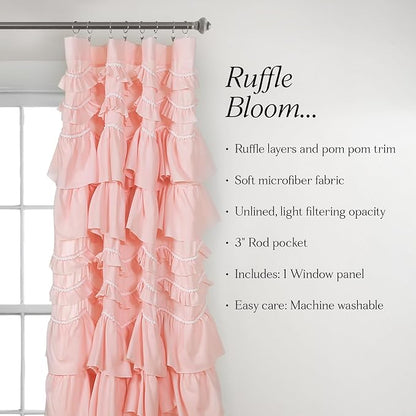 Lush Decor Kemmy Curtain | Ruffled, Textured Shabby Chic Style Window Panel - Image 5