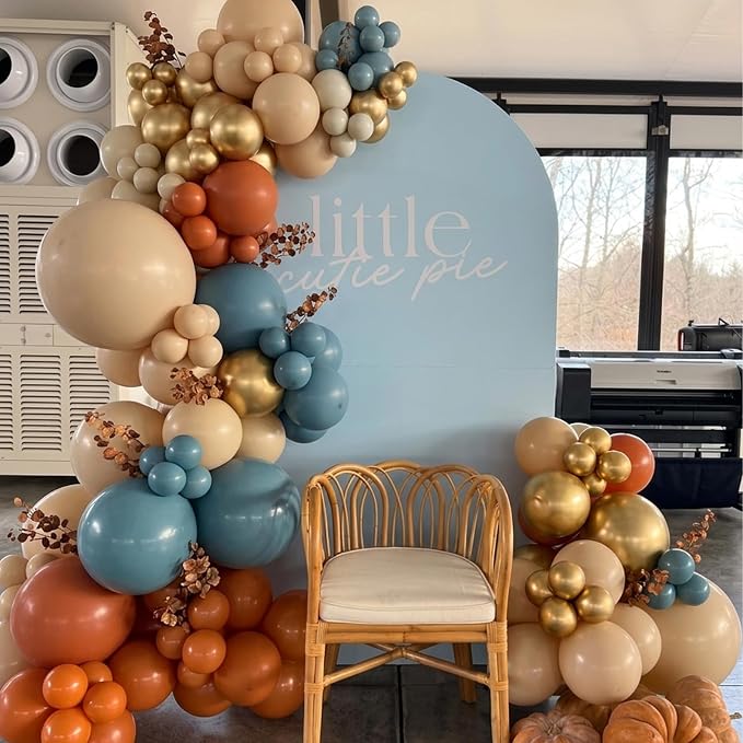 Fall Balloon Arch Kit for Little Pumpkin Baby Shower Decorations | Dusty Blue - Image 7