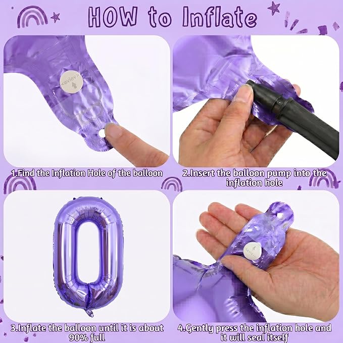 Purple Number 10 Balloon 40 Inch, Giant Mylar Foil Number 1 and 0 Balloons - Image 5
