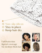 Yanibest Shower Cap for Women Reusable Waterproof, Adjustable Non-Slip Shower Hair Cap, Washable Bath Hat for Long Hair