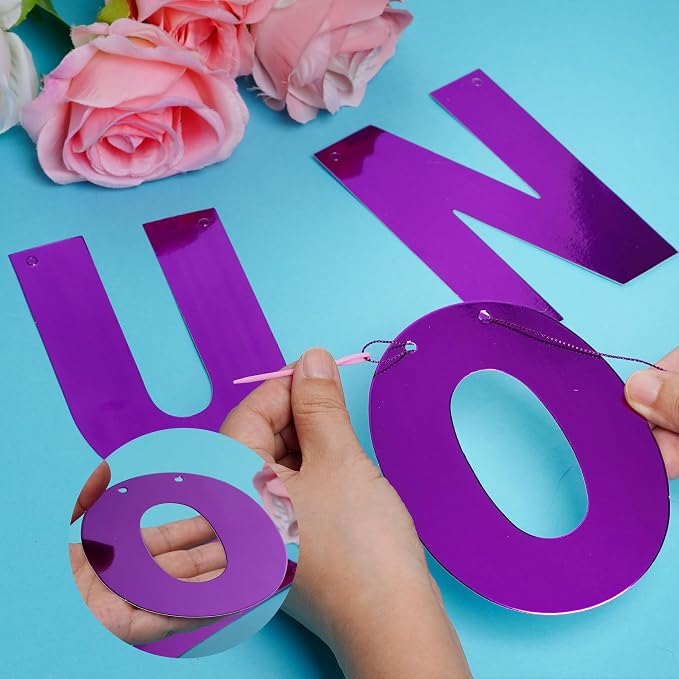 DIY Banner Kit with Letters Bright Purple Customizable Birthday Banners - Image 8