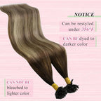 YoungSee Utip Hair Extensions Balayage U Tip Hair Extensions Remy Human Hair Brown Balayage Blonde Straight 18In 50s/50g