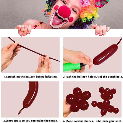 Burgundy Long Balloons Premium 260 Twisting Balloons Animals Magic - Image 5