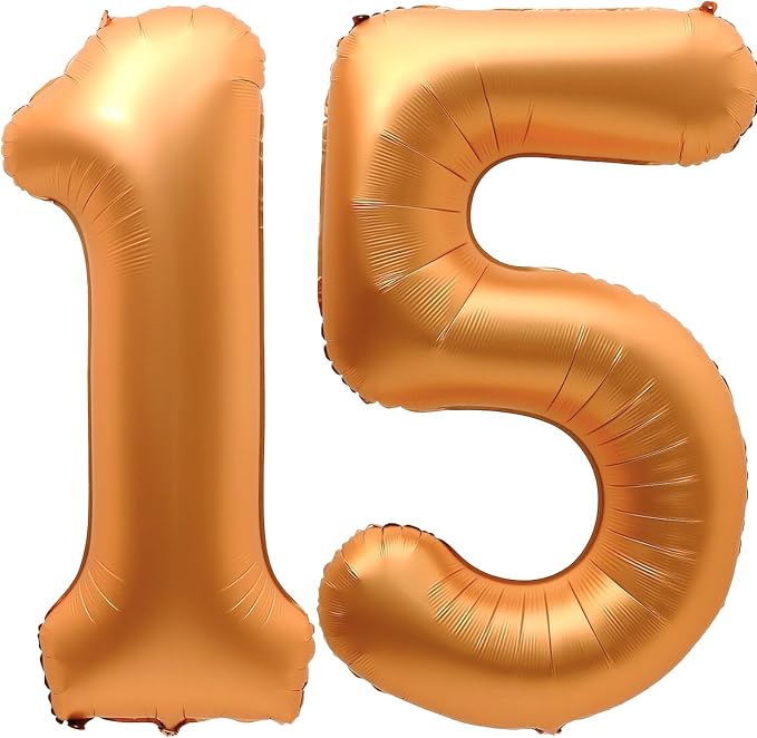 15 Balloon Number, 40 Inch Orange Foil Balloons Giant Jumbo Helium Number 15 or by VHUWE
