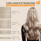 DOORES Human Hair Extensions, Soft Honey Blonde Highlight Platinum Blonde 20 Inch 120g 7pcs, Clip in Hair Extensions Natural Thick Weft for Women Straight Weft Gift