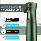 Hula Home Continuous Spray Bottle for Hair (10.1oz/300ml) Empty Ultra Fine Plastic Water Mist Sprayer – For Hairstyling, Cleaning, Salons, Plants, Essential Oil Scents & More - Green