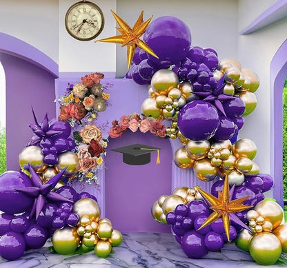 Purple and Gold Balloons Arch Kit, Dark Purple Gold Balloons Garland - Image 3