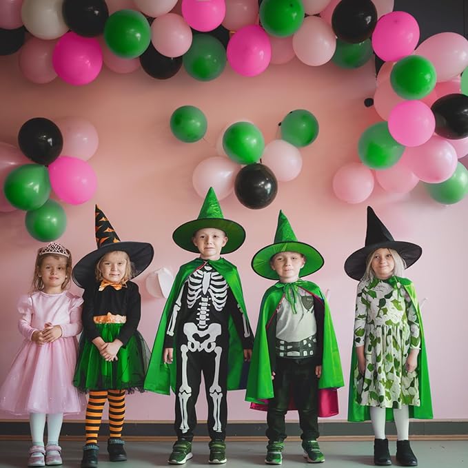 Black and Pink Green Balloons, 12 Inch Hot Pink and Black Green Balloons Pastel - Image 4
